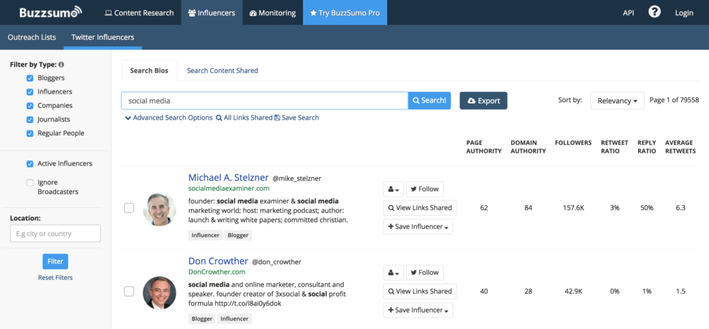 social media influencer buzzsumo