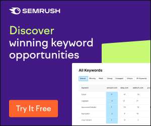 Semrush keyword tool banner